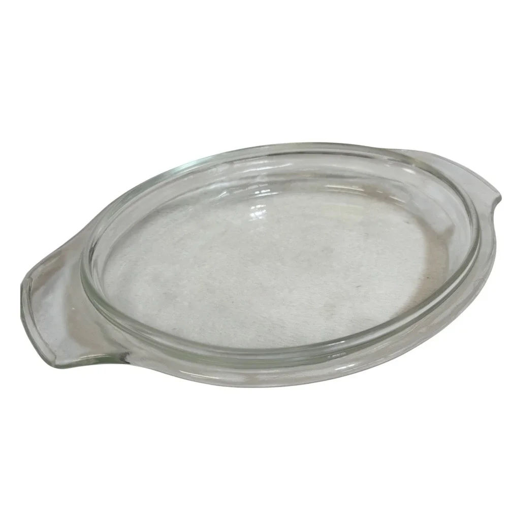 Clear Glass Oval Baking Dish Replacement Lid Or‎ Pie Plate Handle Fire King